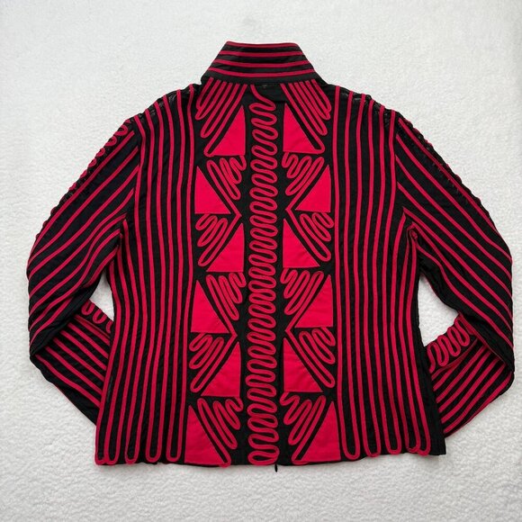 VTG Joseph Ribkoff Statement Jacket Black Red Geometric Abstract Bold 80s 90s XL - Picture 11 of 14